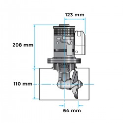 Propulseur électrique Lewmar 110TT 1.5kW 12V dimensions