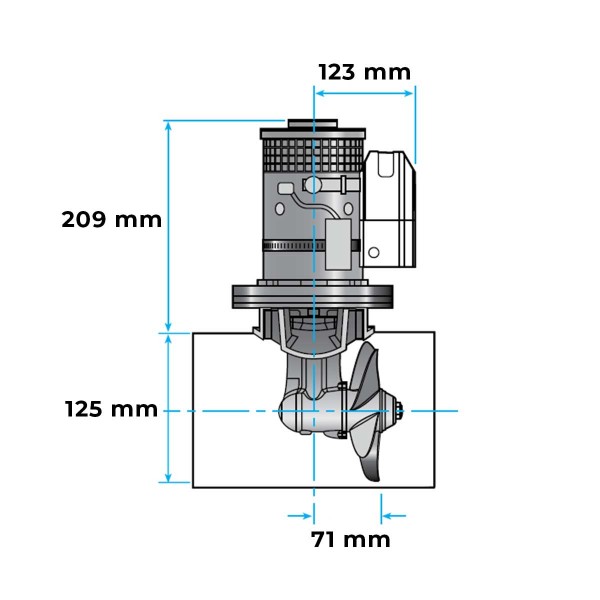 Propulseur d'étrave électrique Lewmar 125TT / Ø 125 mm 12V dimensions - N°2 - comptoirnautique.com
