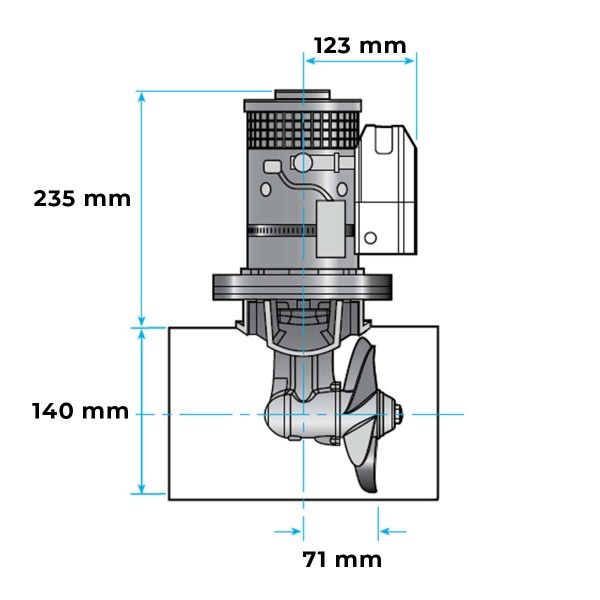 Propulseur d'étrave électrique Lewmar 140TT / Ø 140 mm 12V dimensions - N°2 - comptoirnautique.com