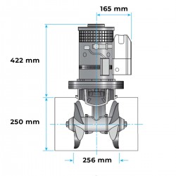Propulseur d'étrave électrique Lewmar 250TT / Ø 250 mm 24V - aluminium dimensions