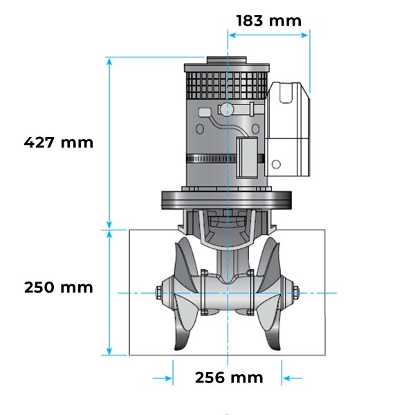Propulseur d'étrave électrique Lewmar 250TT / Ø 250 mm 48V - bronze dimensions - N°2 - comptoirnautique.com