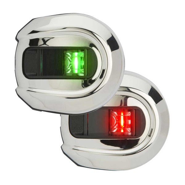 Feux de navigation Chrome - tribord/bâbord - ovale - vert/rouge - Montage Vertical - N°2 - comptoirnautique.com