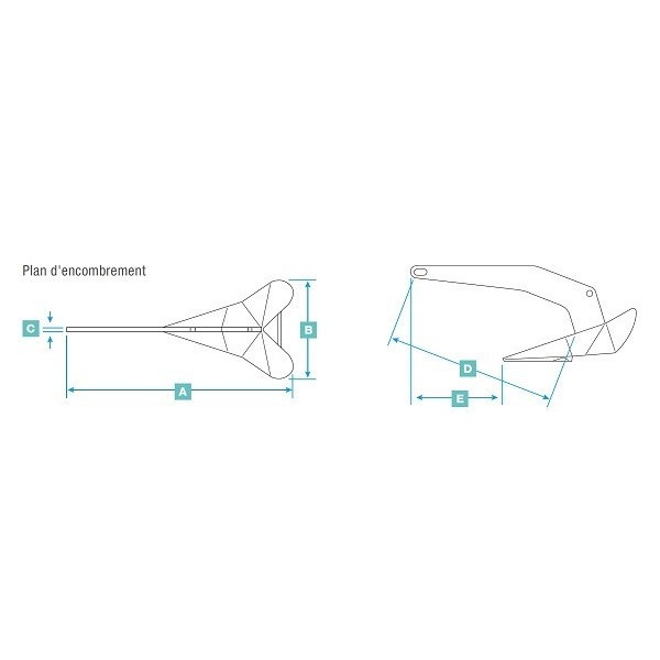 Ancoraggio Delta® in acciaio zincato 4 kg - N°2 - comptoirnautique.com