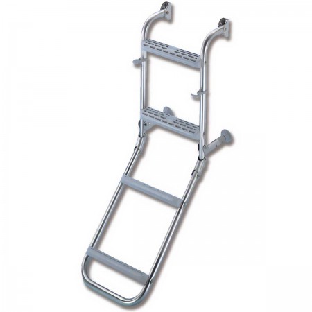 Échelle De Bateau Pliable 3 Marches Acier Inoxydable 304 - Antidérapante, Charge 159 Kg, Pour Piscine Yacht
