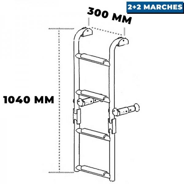 Échelle de bain Trem pliable Inox 2 marches fixe + 2 marches mobiles dimensions - N°5 - comptoirnautique.com
