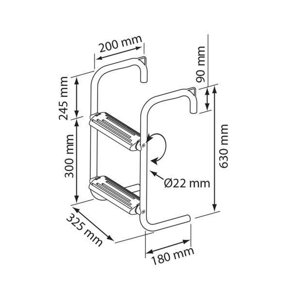 Échelle pour ponton ou bateau pneumatique Nuova Rade dimensions - N°2 - comptoirnautique.com