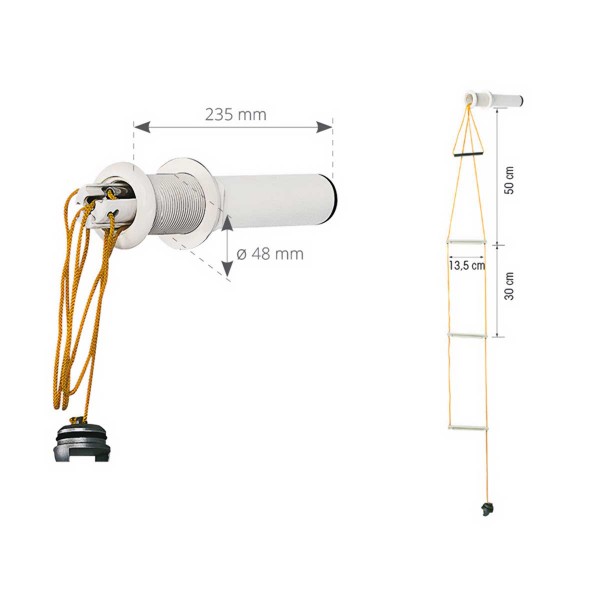Échelle de secours à encastrer Nuova Rade dimensions - N°2 - comptoirnautique.com