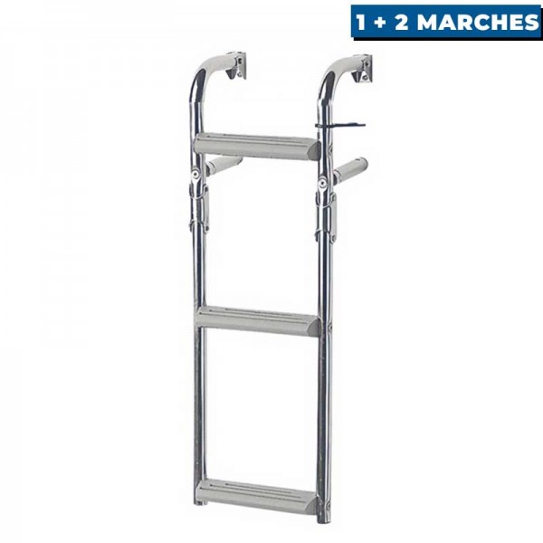 Échelle de bain pliante à marches étroites Nuova Rade - crosses à 90° 1 + 2 marches - N°2 - comptoirnautique.com