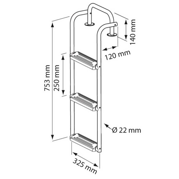 Échelle de proue et de jupe arrière Nuova Rade Inox dimensions - N°3 - comptoirnautique.com