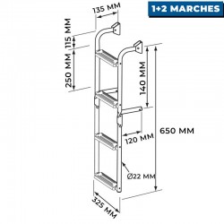 Échelle pliable Nuova Rade Inox - crosses à 90° 1 marche fixe + 2 pliables