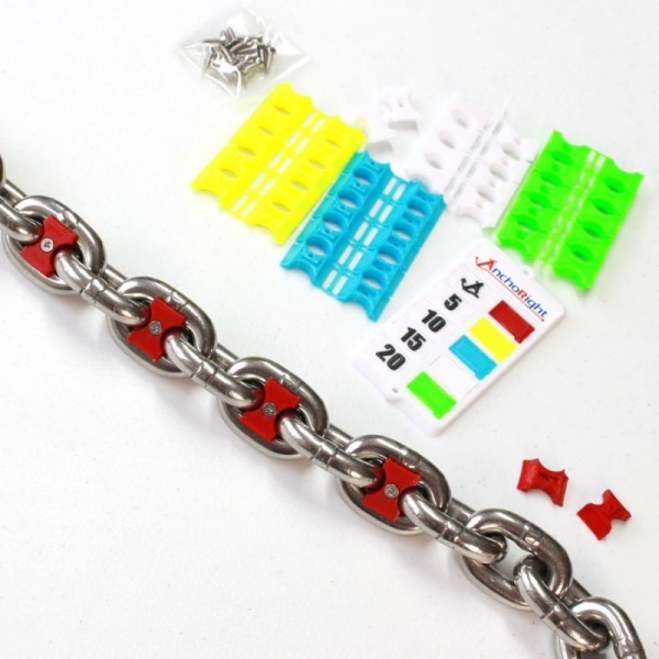 Anchoright™ KIT CHAIN MARKERS 14mm - 6 COLORS / 30 MARKERS + PLATINUM GUI - N°2 - comptoirnautique.com