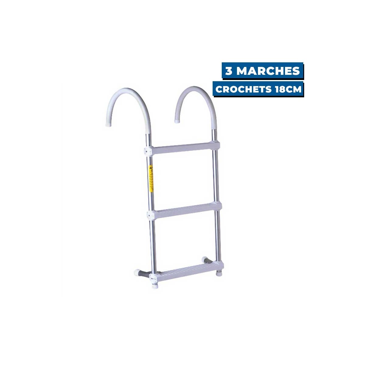Échelle de bain plat-bord Gunwale Garelick 3 marches et crochets de 18cm de large