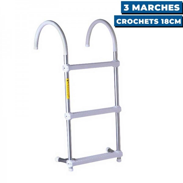 Échelle de bain plat-bord Gunwale Garelick 3 marches et crochets de 18cm de large - N°2 - comptoirnautique.com