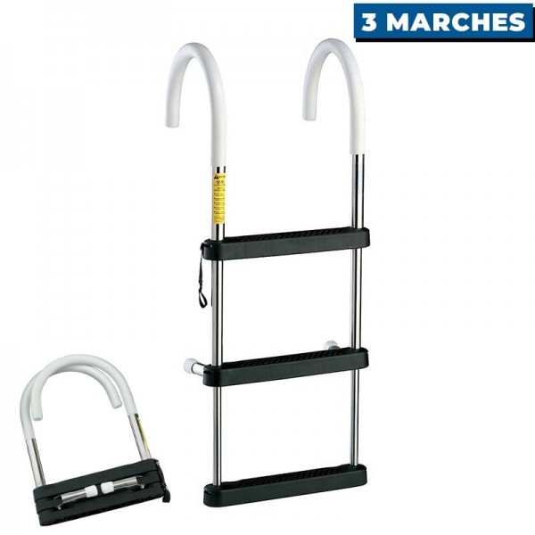Échelle de bain plat-bord télescopique pliable Garelick 3 marches - N°2 - comptoirnautique.com