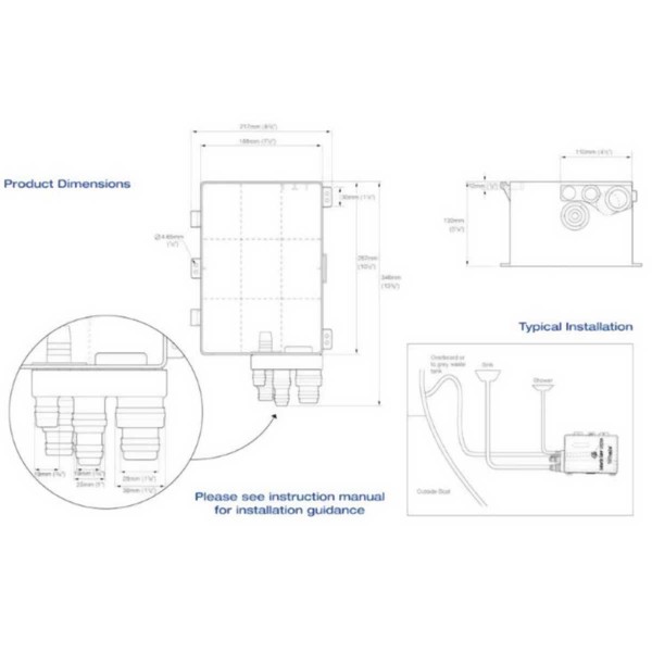 Coletor automático de águas cinzentas 12V - 32 L/min - N°4 - comptoirnautique.com