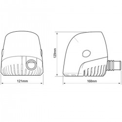 Pompe de cale électrique automatique Whale Orca 12V - 82L/min dimensions