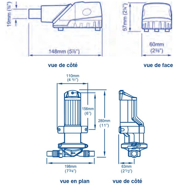 Bilge IC electric bilge pump - 12V - 19 L/min - N°10 - comptoirnautique.com 