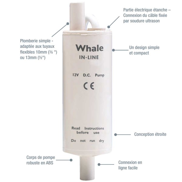 In-Line Elettropompa premium per acqua dolce - 24V - 13,2 L/min - N°5 - comptoirnautique.com
