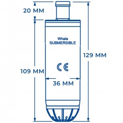 Pompe électrique pour eau douce Whale Submersible Premium - 24V - 13,2 L/min dimensions