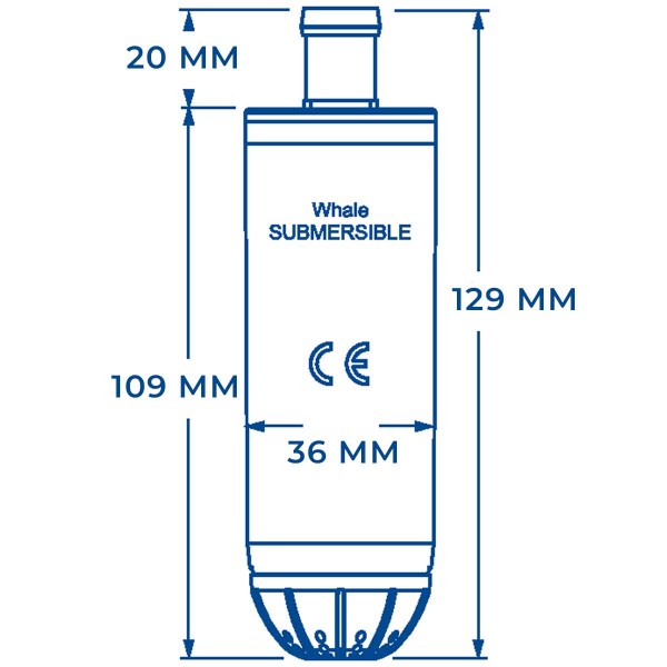 Pompe électrique pour eau douce Whale Submersible Premium - 12V - 13,2 L/min dimensions - N°3 - comptoirnautique.com