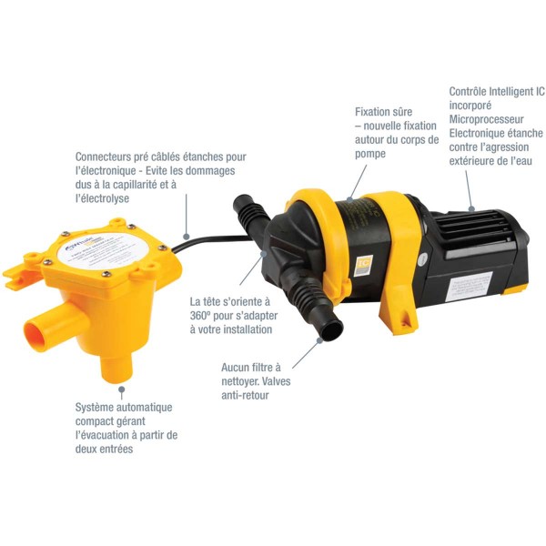 Pompa elettrica per acque grigie IC - 12V - 19 L/min - N°9 - comptoirnautique.com