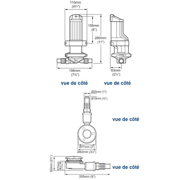 Gulley IC electric grey water pump + bung - 12V - 19 L/min - N°4 - comptoirnautique.com 