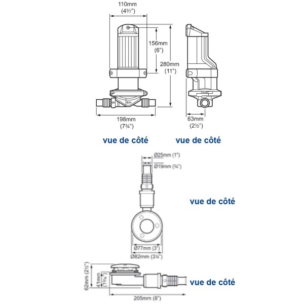 Gulley IC pompa elettrica per acque grigie + tappo - 12V - 19 L/min - N°4 - comptoirnautique.com