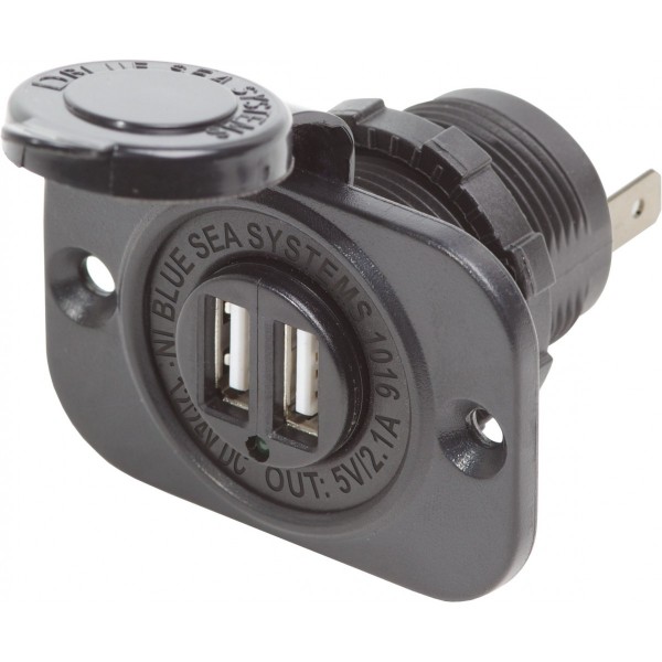 caricabatterie doppio USB da 12 / 24VDC con spina da 5V 2,1A (in blocco) - N°1 - comptoirnautique.com
