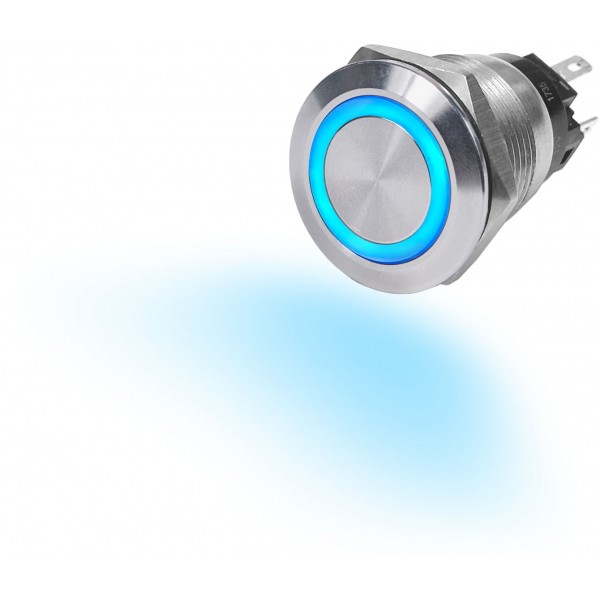 Steel switch knob ino X ydable 10A Off-On Blue - N°1 - comptoirnautique.com