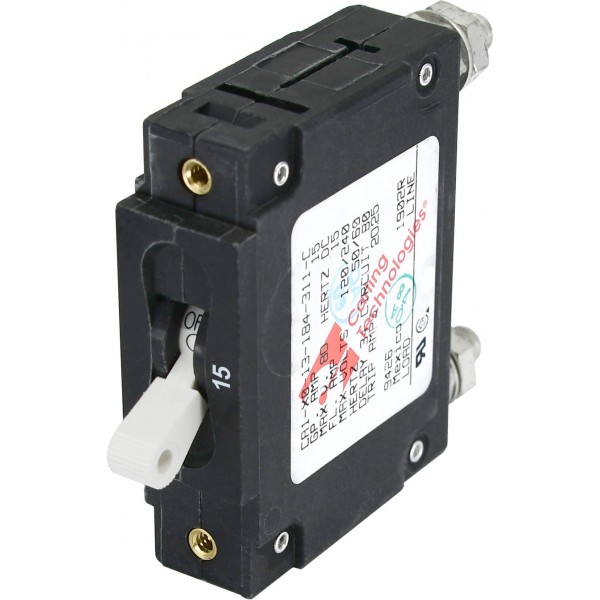 Circuit breaker series A Double pole Toggle 15A Black (bulk) - N°1 - comptoirnautique.com