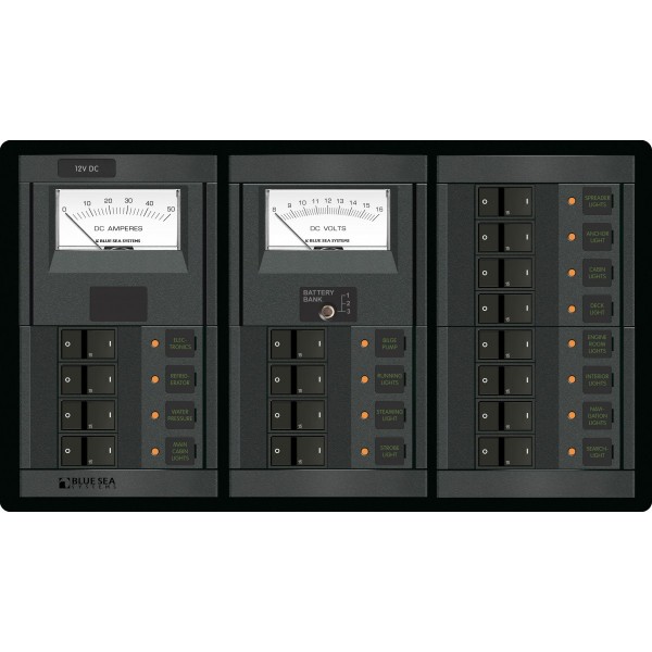 Pannello 360 12VDC 16pos V/Ampèremètre FR (sostituisce 1201B-BSS) - N°1 - comptoirnautique.com