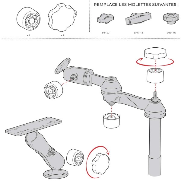 Kit antifurto per braccio + staffa per supporto sfera C - N°7 - comptoirnautique.com