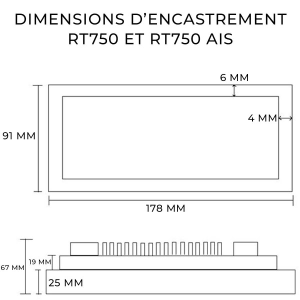 VHF RT750 - V2 Navicom dimensions d'encastrement - N°6 - comptoirnautique.com 