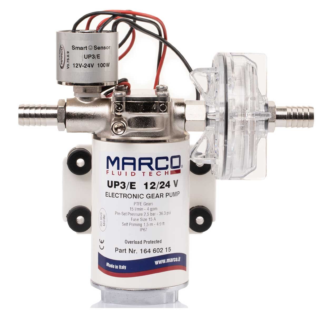 MARCO UP3-R 12V Umkehrbare Zahnradpumpe Aus Bronze – 15 L/min Für Diesel Und Leichtöl, Mit Integriertem 3-Positionen-Schalter, IP67, Made In Italy