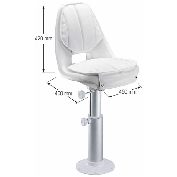 dimensions du siège admiral fixe pivotant complet de face - N°1 - comptoirnautique.com
