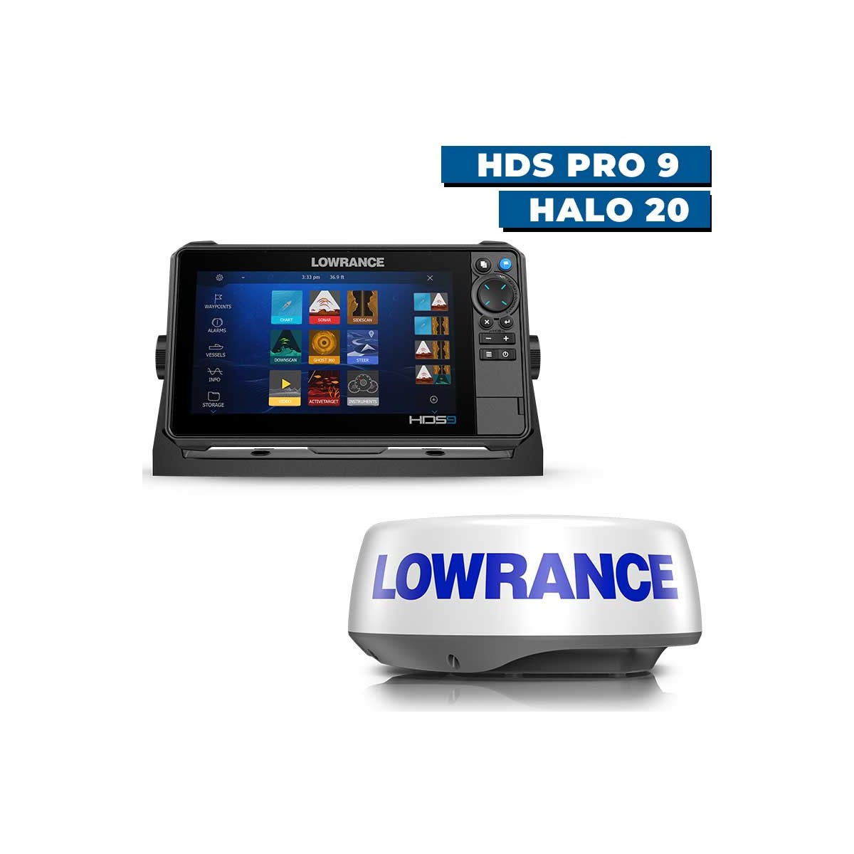 Pack radar Lowrance HDS Pro 9 et radar Halo 20