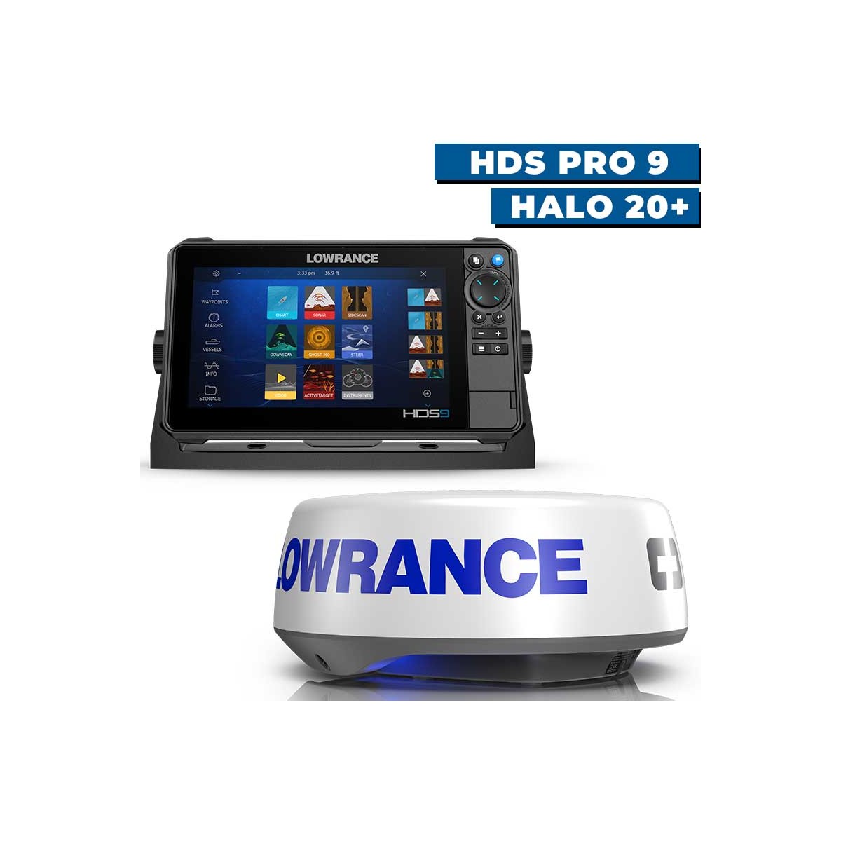 Pack radar Lowrance HDS Pro 9 et radar Halo 20+