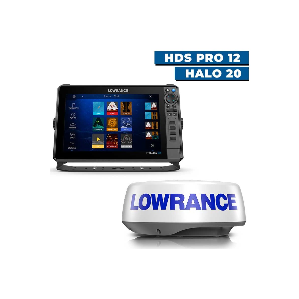 Pack radar Lowrance HDS Pro 12 et radar Halo 20