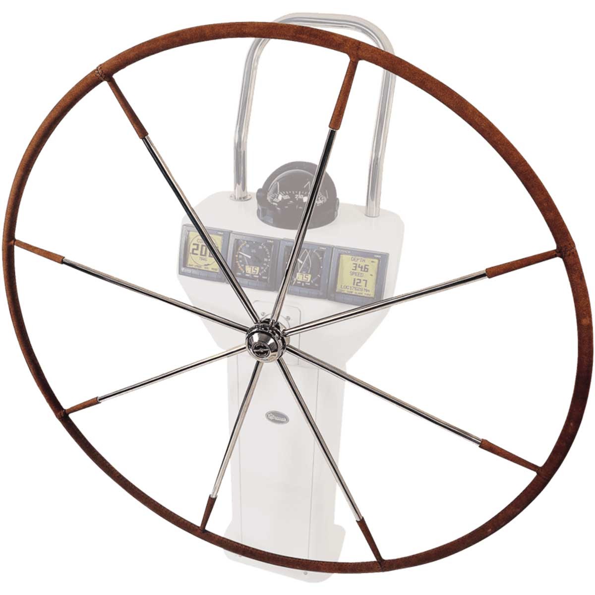 barre à roue commodore déportée 8 rayons avec gainage lewmar de face