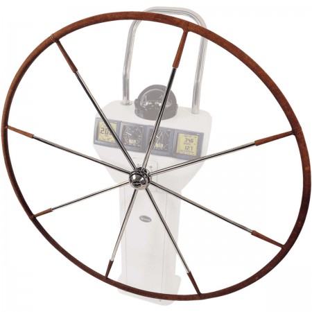 barre à roue commodore déportée 8 rayons avec gainage lewmar de face