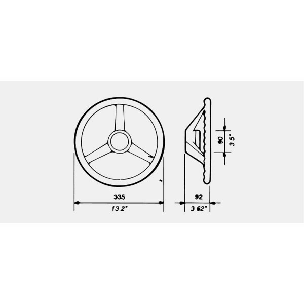 Volante termoplástico negro de 3 radios Ø 335 mm - N°2 - comptoirnautique.com