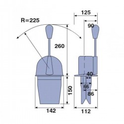 dimensions boitier de commande pupitre mono-fonction morse teleflex de face