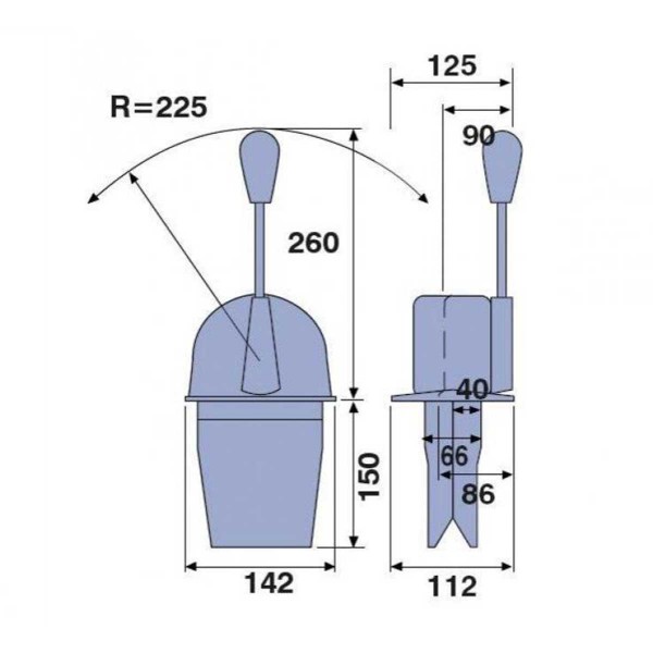 dimensions boitier de commande pupitre mono-fonction morse teleflex de face - N°2 - comptoirnautique.com