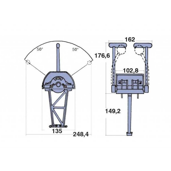 dimensions boitier de commande pupitre bi-levier mono-fonction kobelt - N°2 - comptoirnautique.com