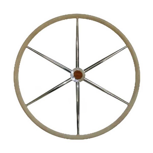 roue inox gainée cuir diamètre 700mm de face kent - N°1 - comptoirnautique.com 