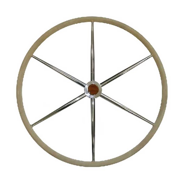 roue inox gainée cuir diamètre 700mm de face kent - N°1 - comptoirnautique.com