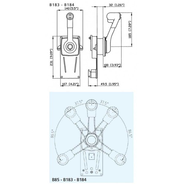 dimensions boitier de commande b184-b184 ultraflex - N°1 - comptoirnautique.com