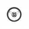 Black leather-wrapped boat steering wheel, Ø 350 mm, 3 stainless steel spokes
