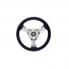 Black polyurethane boat steering wheel, Ø 350 mm, 3 stainless steel spokes