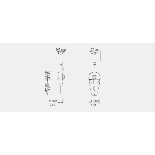 dimensions boitier de commande pupitre bi-levier bi-fonction ultraflex b104 - N°2 - comptoirnautique.com